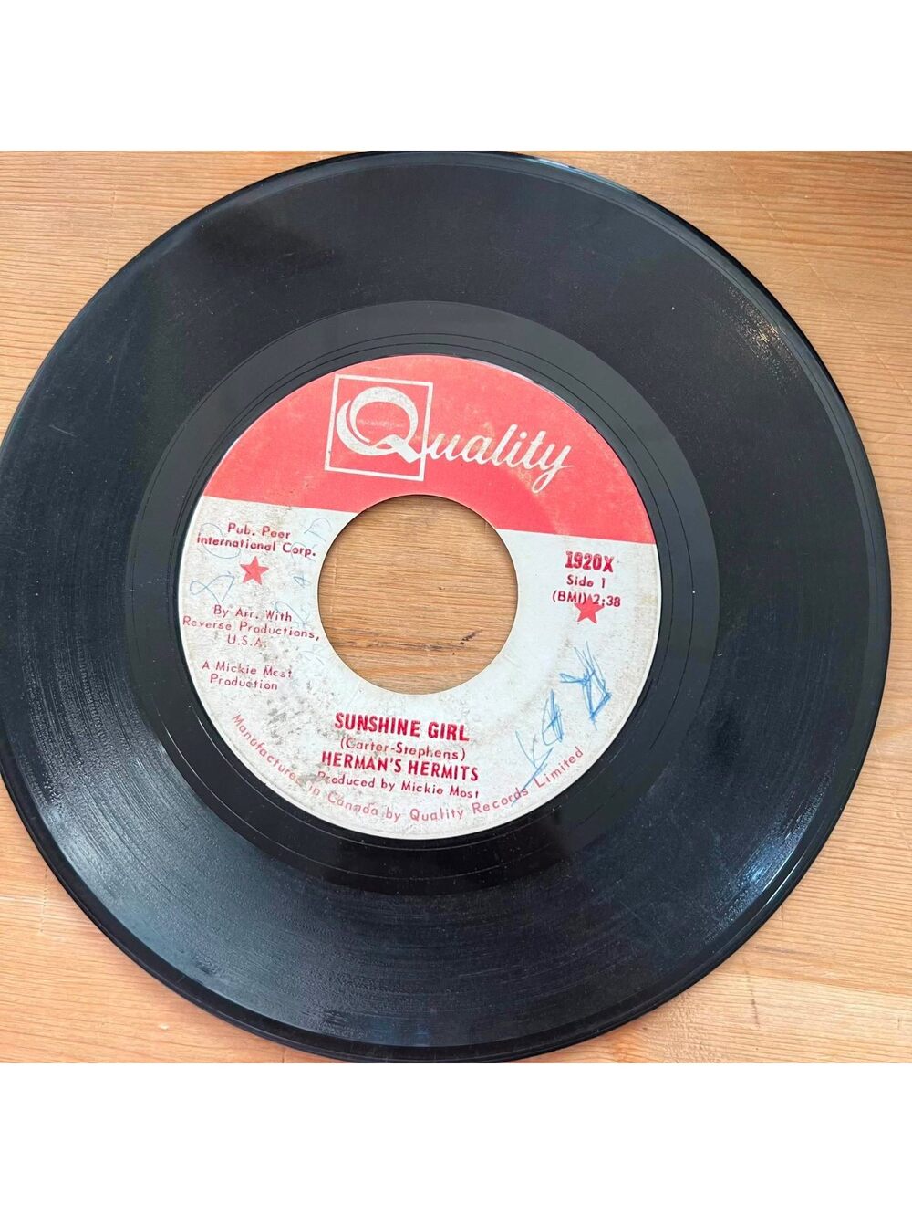 Herman's Hermits - Sunshine Girl/Nobody Needs to Know 45rpm VG+ R08
